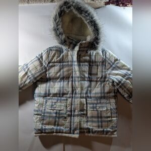 Y2k Aeropostale Blue and Green Puffer Jacket with Cozy Lining L Large